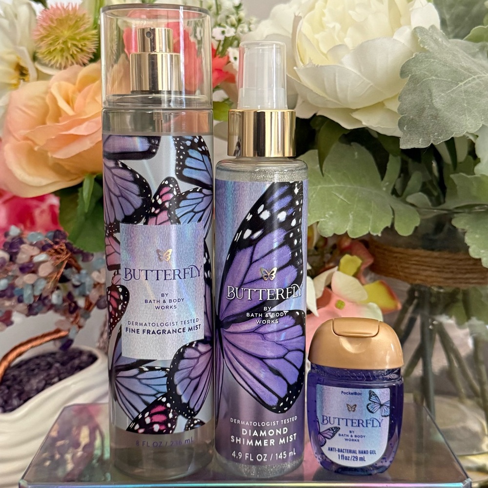 🆕🪻 BATH & BODY WORKS “BUTTERFLY” 3-PIECE COLLECTION. BRAND NEW FULL SIZE.